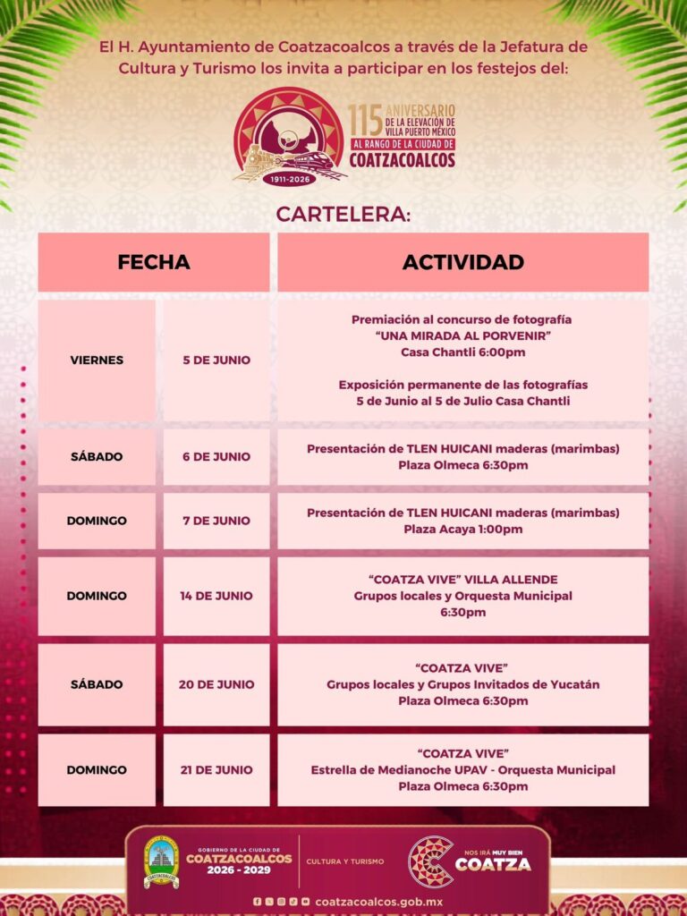 Esta es la cartelera de actividades durante todo el mes de junio